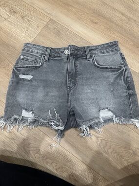 Women's Distressed Denim Shorts - Gray